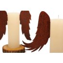 2x Kerzen Engel - Stumpenkerzen & Flügel aus Edelrost & Rindenscheiben - Höhe ca. 22cm