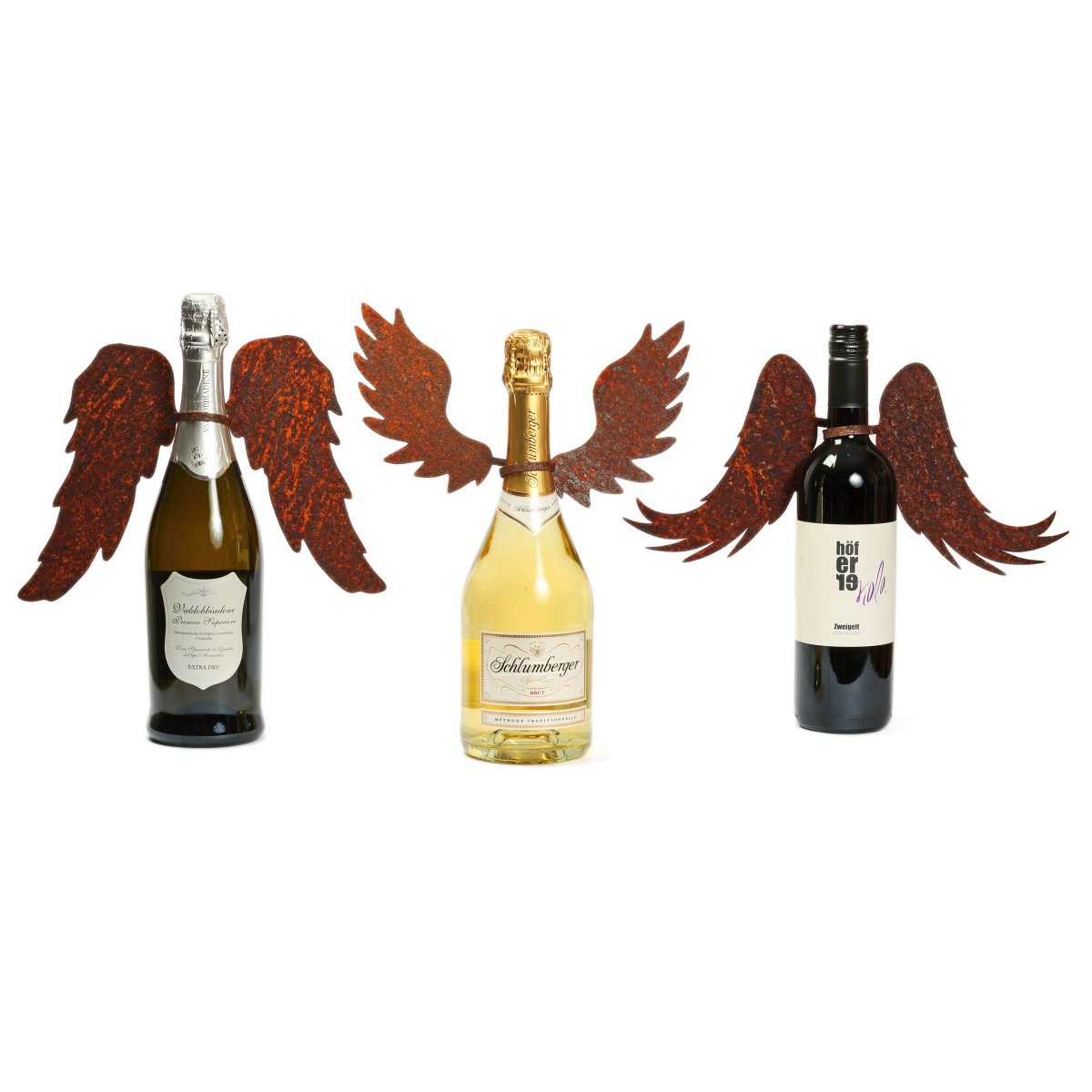 Storm's Gartenzaubereien Engelsflügel 3er Set Metall - Flaschendeko Rostoptik 10x9.5cm Für Weihnachten