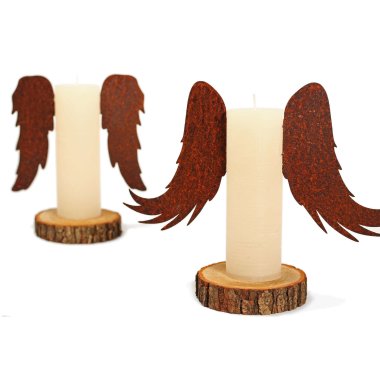 2 Paar Engel-Flügel für Kerzen - Flügel aus Edelrost - zum Einstecken in jede Kerze