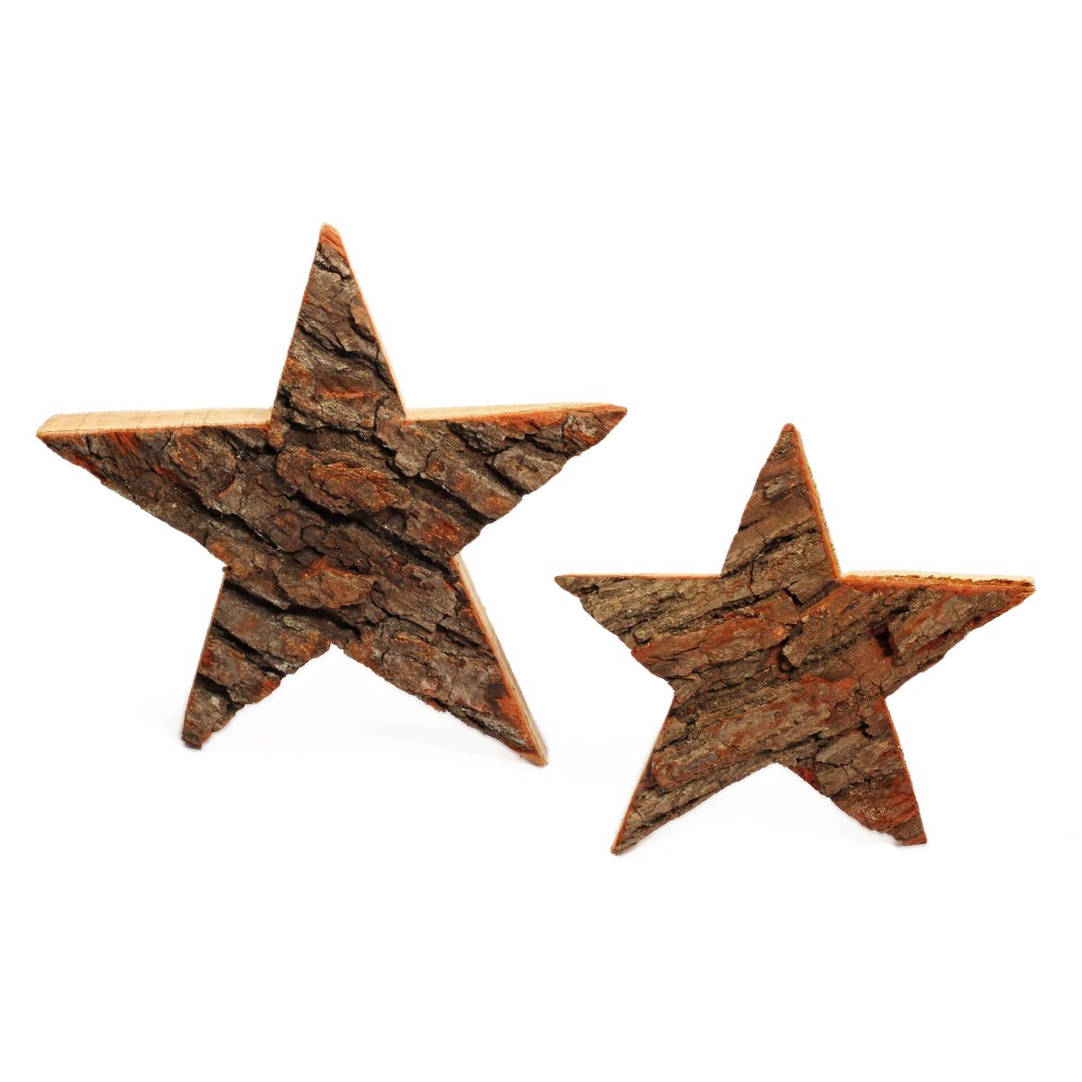 2x Holz-Stern - Sterne-Set aus Eiche Massivholz mit Rinde - 20x20 & 1 ...