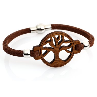 Baum des Lebens Armband - Nuss Massivholz - inkl. modernem Etui