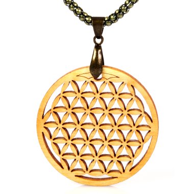 Blume des Lebens Amulett mit Halskette - Zirbe Massivholz - inkl. modernem Etui