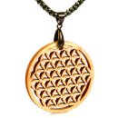 Blume des Lebens Amulett mit Halskette - Zirbe Massivholz...