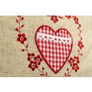 Zillertaler Zirbenkissen rotes Herz 40x40 cm - Leinenstoff - Tiroler Handarbeit