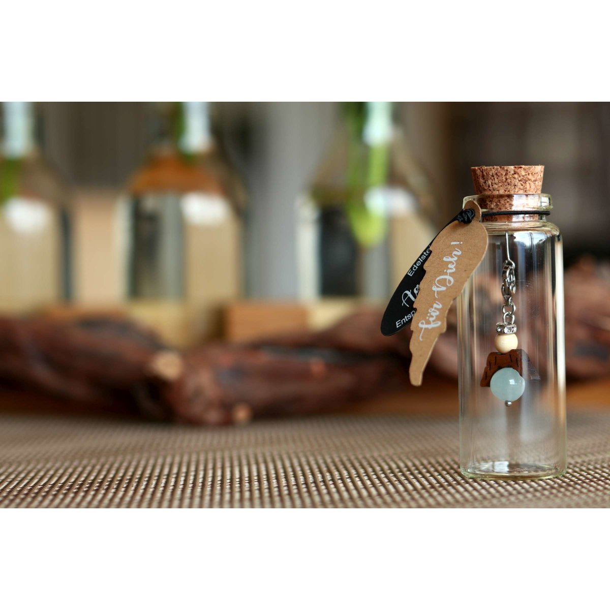 Schutzengel im Glas Glücksbringer Anhänger mit Swarovski