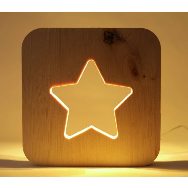 Motivlampe Stern aus Massivholz Zirbe - inkl. LED Beleuchtung mit Timer Funktion