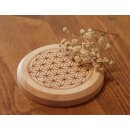 PINARA - Untersetzer aus massiven Zirbenholz - Blume des Lebens - Ø 11,5 cm - Handmade in Austria