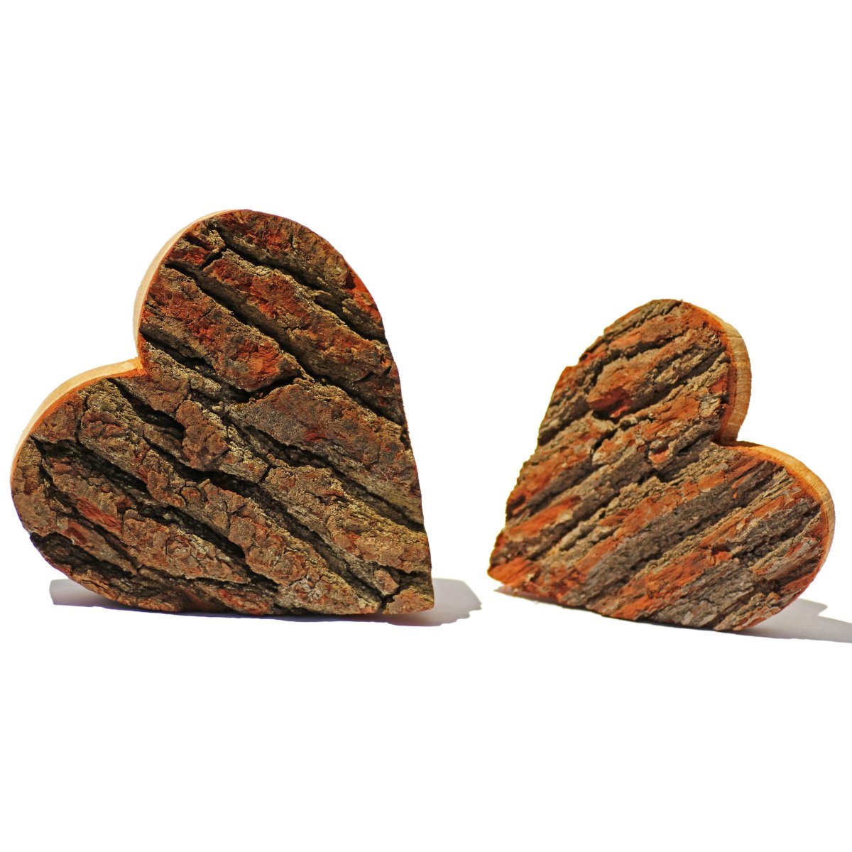 Herzen Set aus Eiche Massivholz mit Rinde XL - 20x20 & 15x15 cm - 2 T ...