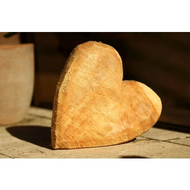 Holz Herz rustikal aus Pappel Massivholz XXL - 30x30x10 cm