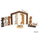 Moderne Weihnachtskrippe 11 Teilig - Holz farbig...