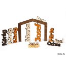 Moderne Weihnachtskrippe 11 Teilig - Holz farbig geölt - puristisch, rustikal, exklusiv - Made in Tirol (XL)