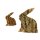 Hasen Set aus Massivholz mit Rinde - Höhe 25 & 18 cm - 2 Teilig - Osterhasen "sitzend"